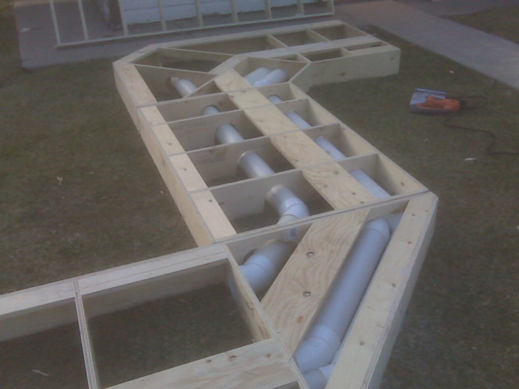 New Bar Base with White Liquor conduit installed to feed liquor tubing through